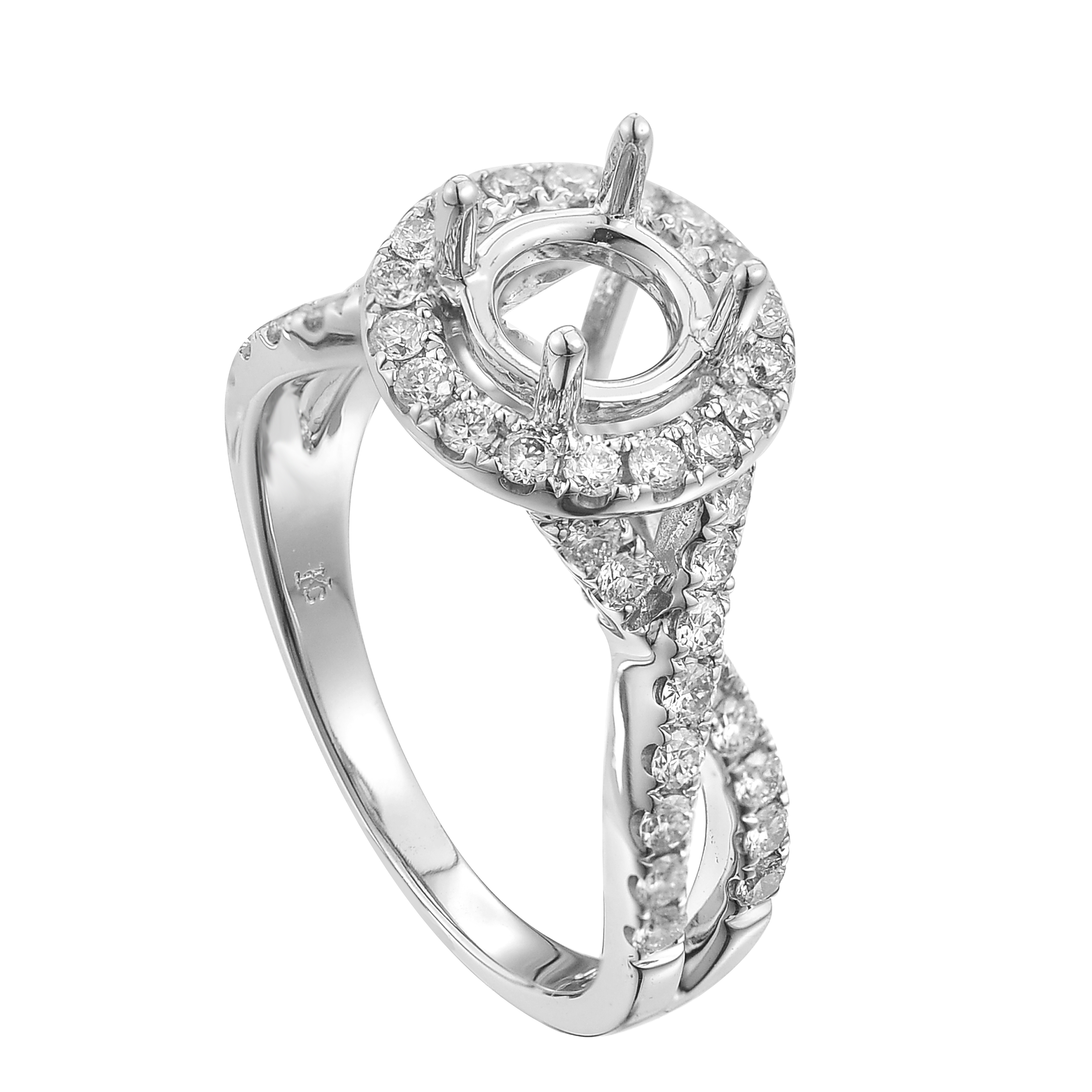 Diamond Engagement Mounting Ring 0.72 ct. 14K White Gold